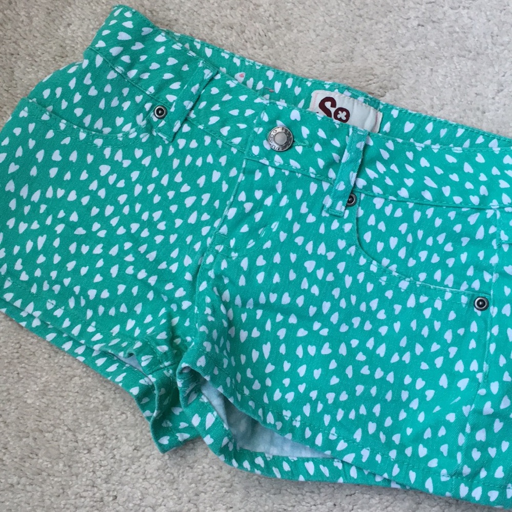 Teal Heart Patterned Shorts